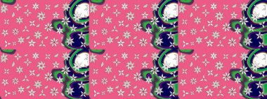 Çiçek deseni. Şatafatlı bahar bahçesi dokusu. Pembe renkte çiçek çizimi. Pembe renkli çiçekler. Raster illüstrasyonu.