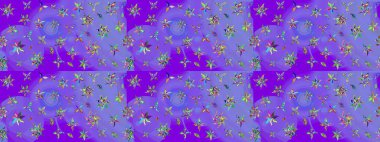 Yumuşak, yaz çiçekleri menekşe renklerinde. Küçük çiçekteki sevimli çiçek deseni. Raster illüstrasyonu. Raster deseni.