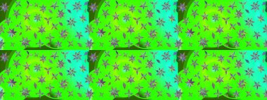 Raster illüstrasyonu. Eski usul. Renkli desenli eskiz deseni, yeşil çiçekler ve dekoratif elementlerle. Kumaş, tekstil, duvar kağıdı baskısı için. Taslak arkaplan.