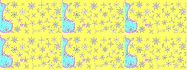 Raster illüstrasyonu. Küçük çaplı çiçeklerdeki basit şirin desenler. Tekstil veya kitap kapakları, imalat, duvar kağıtları, baskı, hediye paketi ve yapıştırma kitabı için çiçek eskiz geçmişi.