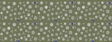 Çiçek desenli çizim. Raster illüstrasyonu. Asya tekstil tarzında. Yeşil renkli çiçekler. Raster illüstrasyonu.