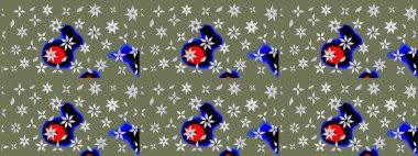 Raster illüstrasyonu. Yeşil renkli yeşil papatya deseni. Yeşil renklerde.