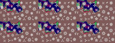 Kumaş desenli papatya çiçeği detayı. Kahverengi renkte çiçekler.