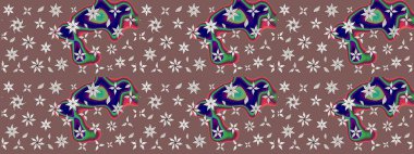 Çiçek desenli eskiz, yaz çiçekleri. Kahverengi renkli çiçekler. Renkli Bahar Teması eskiz kalıbı. Düz Çiçek Elementleri Tasarımı.