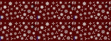 Parlak renkli çiçekli ve kırmızı yapraklı harika bir çiçek deseni. Moda baskıları için zarif bir şablon. Modern çiçek arkaplanı. Halk stili.