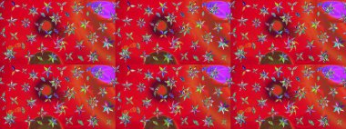 Renkli Bahar Teması eskiz kalıbı. Düz Çiçek Elementleri Tasarımı. Raster..