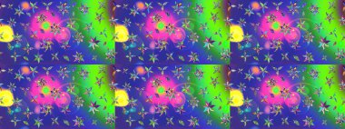 Mavi renkli çiçek desenli çizim. Suluboya tarzında mavi renkte çiçekler.