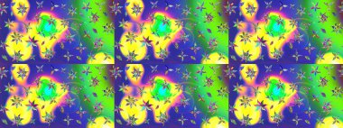 Yumuşak, yeşil renkli bahar çiçekleri. Çiçek ve yapraklı karalama şeklinde Raster çiçek deseni. Raster illüstrasyonu.