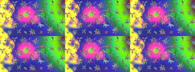 Küçük çiçekteki sevimli çiçek deseni. Yeşil renkte çiçekler.