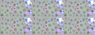 Sevimli küçük çiçek desenle. Raster resim. Çiçek desenli çiçek ve yaprakları ile.