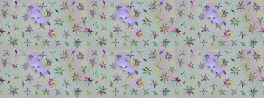 Raster deseni. Küçük çiçekteki sevimli çiçek deseni. Gri renkte yaz çiçekleri. Raster illüstrasyonu.