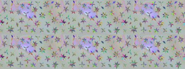 Renkli Bahar Teması eskiz kalıbı. Süslü kumaş deseni. Düz Çiçek Elementleri Tasarımı. Raster illüstrasyonunda çiçek deseni çizimi.