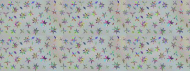 Raster suluboya çiçek deseni, narin çiçekler, gri çiçekler, tebrik kartı şablonu. Raster Güzel kumaş deseni.