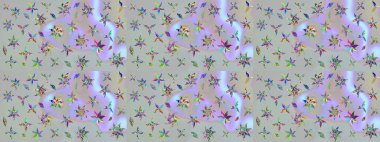 Gri renkli çiçekler. Renkli Bahar Teması eskiz kalıbı. Düz Çiçek Elementleri Tasarımı. Raster illüstrasyonunda çiçek deseni çizimi.