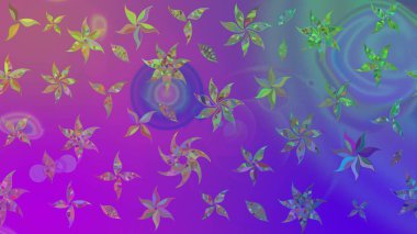 Mor renkli şirin çiçekler. Moda baskısı, albüm, ambalaj kağıdı ve duvar kağıdı için zarif dekoratif süslemeler. Küçük çiçekli basit bir çiçek çizimi. Raster illüstrasyonu.