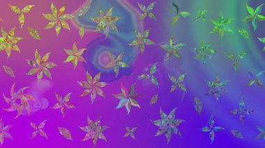 Mor renkli çiçekler. Raster düz çiçek çizim deseni. Tasarım hediye paketi, tebrik kartları, posterler ve afiş tasarımı.