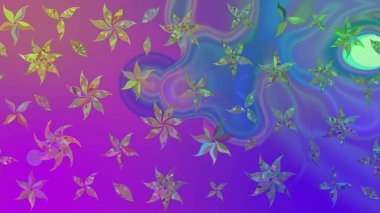 Raster illüstrasyonu. Klasik çiçek tasarımı elementleri. Menekşe renginde mor kıvırcık çiçekler.