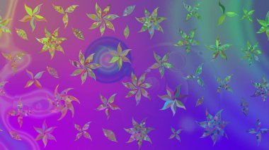 Düz Çiçek Elementleri Tasarımı. Renkli Yaz Temalı eskiz kalıbı. Raster Illustrasyon 'daki Çiçek Deseni' nin son moda çizimi. Güzel kumaş deseni.