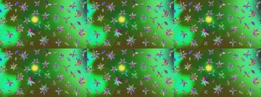 Millefleur 'lar. Tekstil, kumaş, kapaklar, duvar kağıtları, baskı, naylon, koleksiyon defteri, örgü, dekupaj için güzel bir eskiz. Küçük yeşil çiçekli oldukça eski bir besin torbası deseni..