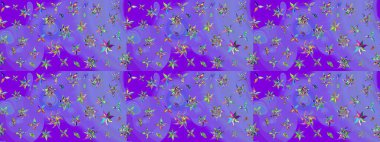 Suluboya çizimi. El çizimi. Mor renkli çiçekler. Çiçekli çizim deseni.