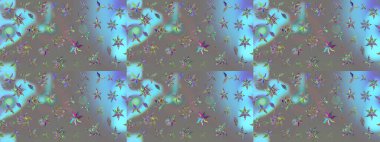 Raster illüstrasyonu. Çiçek desenli çizim. Gri renkli çiçekler. Asya tekstil tarzında. Raster illüstrasyonu.