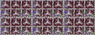 Raster illüstrasyonunda kusursuz çiçek deseni. Kahverengi renkte çiçekler.