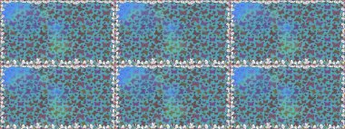 Mavi renkte bir resim. Kumaş, Tekstil, Baskı ve Davetiye için arka plan. Suluboya stilinde uçan kelebeklerin kusursuz deseni. Raster illüstrasyonu. Doğada Güzellik.