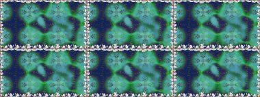 Raster illüstrasyonu. Mavi renkli çiçekler. Kusursuz çiçek deseni. Asya tekstil tarzında. Raster illüstrasyonu.