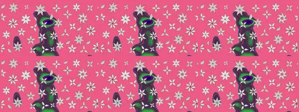 Sevimli çiçek raster deseni. Pembe renkli çiçekler. Sketch Colour Spring Theme eskiz kalıbı. Düz Çiçek Elementleri Tasarımı.