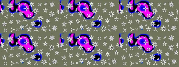 Modern çiçek arkaplanı. Moda baskıları için zarif bir şablon. Parlak renkli çiçekli ve yeşil yapraklı harika bir çiçek deseni. Halk stili.