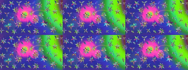 Küçük renkli çiçekler. Küçük çiçekte güzel bir desen. Motley illüstrasyonu. Moda baskıları için zarif bir şablon. Mavi çiçekli bahar çiçekleri.