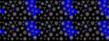 Hediye ambalaj kağıdı, tebrik kartları, posterler ve pankart tasarımı. Siyah renkli çiçekler. Raster düz çiçek çizim deseni.