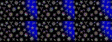 Vadinin çiçekleri siyah renklerde. Soyut etnik raster çizim kalıbı. Çiçekler..