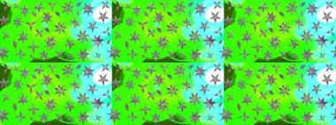 Raster illüstrasyonu. Yeşil renklerde. Yeşil renkte yeşil papatya deseni.