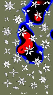 Çizim çiçek deseni duvar kâğıdı olarak kullanılabilir. Yeşil renkli çiçekler. Raster illüstrasyonu.