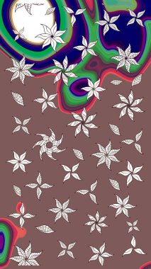 Soyut etnik raster çizim kalıbı. Kabile sanatı boho baskısı, klasik çiçek arkaplanı. Arkaplan dokusu, duvar kağıdı, kahverengi renkli çiçek teması.