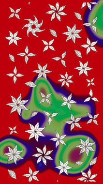 Sevimli çiçek raster deseni. Kırmızı renkte çiçekler. Renkli Yaz Temalı eskiz kalıbı. Düz Çiçek Elementleri Tasarımı.