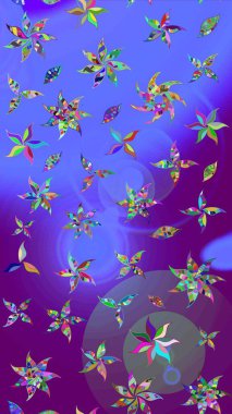 Çiçek ve yapraklı çiçek deseni. Küçük çiçekli şirin bir desen. Raster illüstrasyonu.