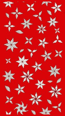 Çiçekli karalama şeklinde Raster çiçek deseni. Nazik, sevimli çiçek arkaplanı. Kırmızı renkte çiçekler.