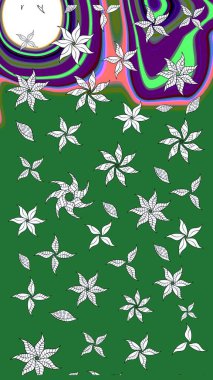 Sketch Floral Pattern in Raster illustration. Fancy fabric pattern. Colour Spring Theme sketch pattern Background. Flat Flower Elements Design.