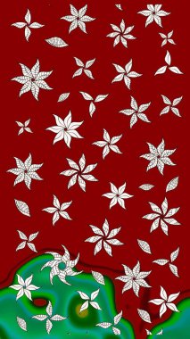 Parlak renkli çiçekli ve kırmızı yapraklı harika bir çiçek deseni. Moda baskıları için zarif bir şablon. Modern çiçek arkaplanı. Halk stili.