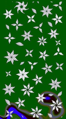 Zarif, parlak ve yeşil çiçek desenli bir taslak. Sabıka baskıları, bebek kıyafetleri, duvar kâğıtları, paket kutuları vb..