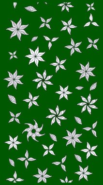 Çiçekli karalama şeklinde Raster çiçek deseni. Yumuşak, yaz çiçekli arka plan. Yeşil renkte çiçekler.