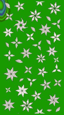 Sevimli çiçek raster deseni. Yeşil renkli çiçekler. Renkli Yaz Temalı eskiz kalıbı. Düz Çiçek Elementleri Tasarımı.