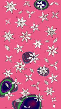 Çiçekli çiçek deseni, suluboya. Raster deseni. Süslü kumaş deseni.