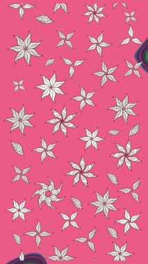 Çiçek desenli çizim. Raster illüstrasyonu. Asya tekstil tarzında. Pembe renkli çiçekler. Raster illüstrasyonu.