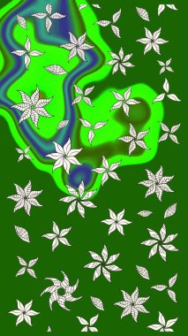 Raster suluboya çiçek deseni, narin çiçekler, yeşil çiçekler, tebrik kartı şablonu. Raster Güzel kumaş deseni.