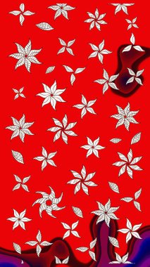 Küçük çiçekli yay deseni çiz. Raster illüstrasyonu. Suluboya stilinde kırmızı renkler üzerine.