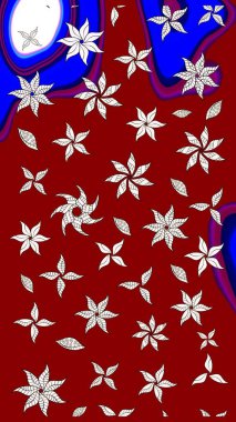 Çizim çiçek deseni duvar kâğıdı olarak kullanılabilir. Kırmızı renkte çiçekler. Raster illüstrasyonu.