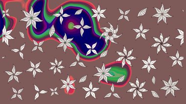 Çiçek duvar kâğıdı. Raster illüstrasyonu. Renkli çizim kalıbı. Kahverengi renkli şirin tekstil. Çiçek arka planı.